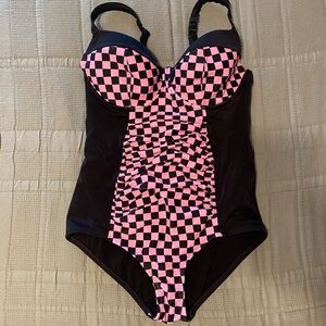 Checkered Pink and Black Kids One Piece